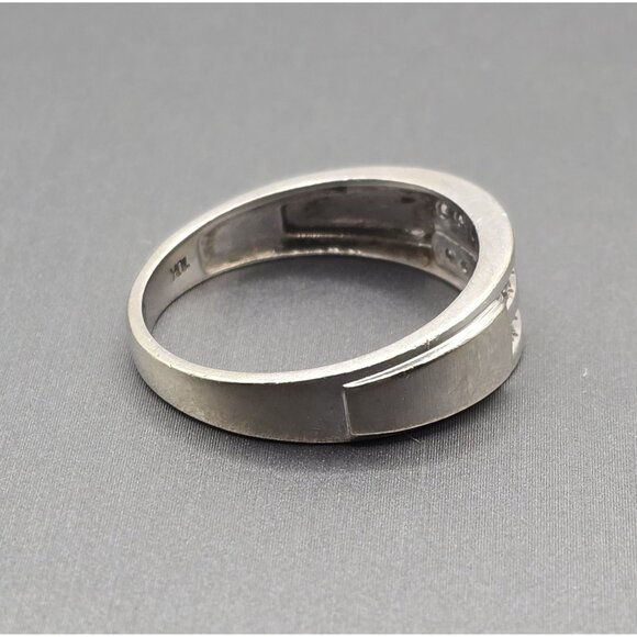 10k White Gold Diamond Channel Set Band Ring Size 10.25 NDI Signed Natural 4.05g - Picture 2 of 14